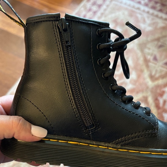 Dr. Martens Black Leather Boots with Yellow Stitching - Picture 7 of 8